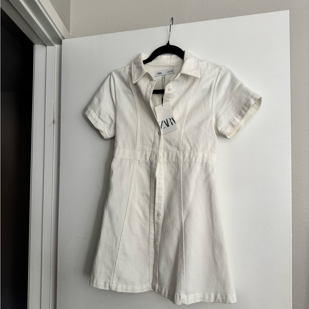 Zara Kids White Button-Up Dress Size 10